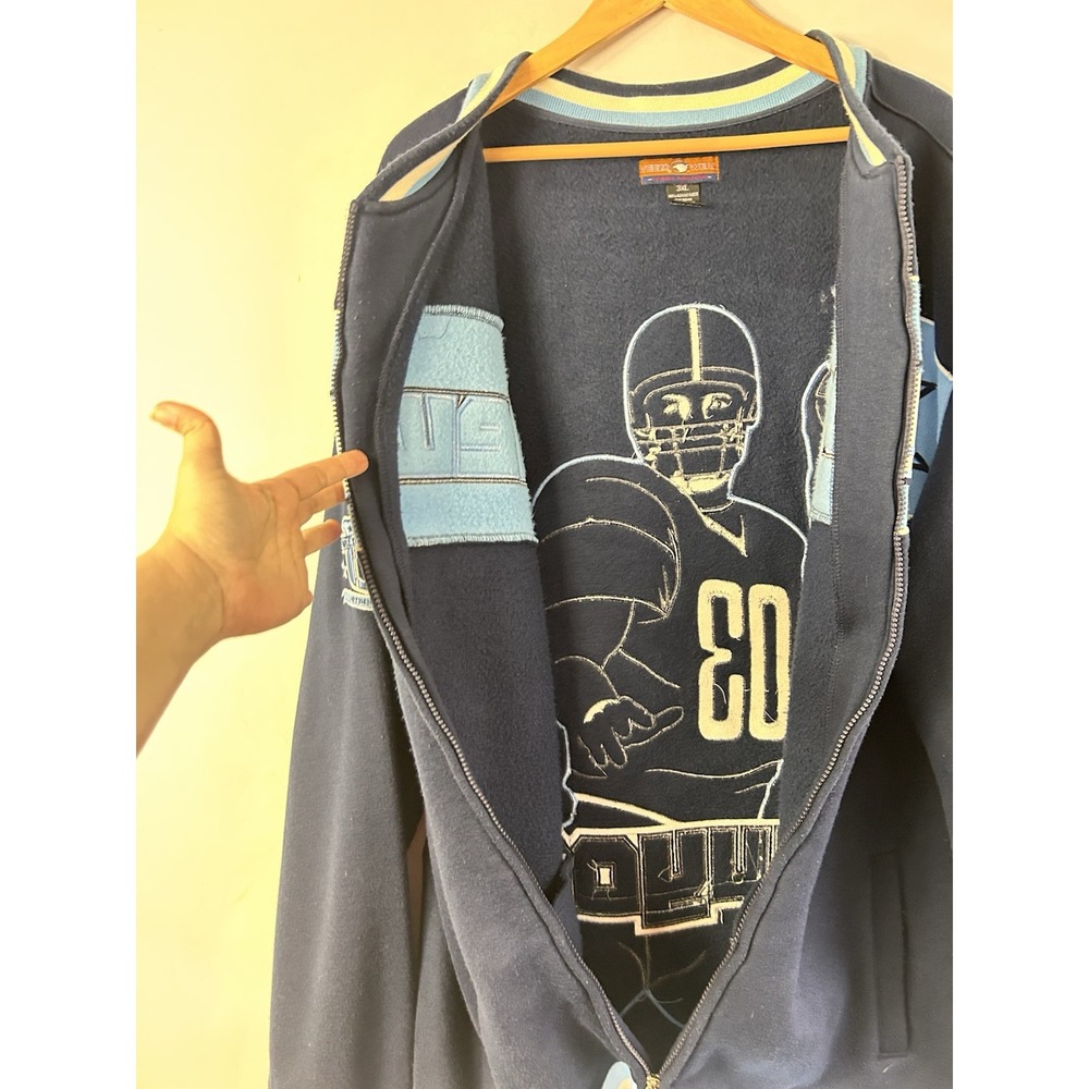VTG Y2K Veezo Wear New York Football Full Zip Jacket Varsity Style 3X Streetwear - Picture 13 of 13